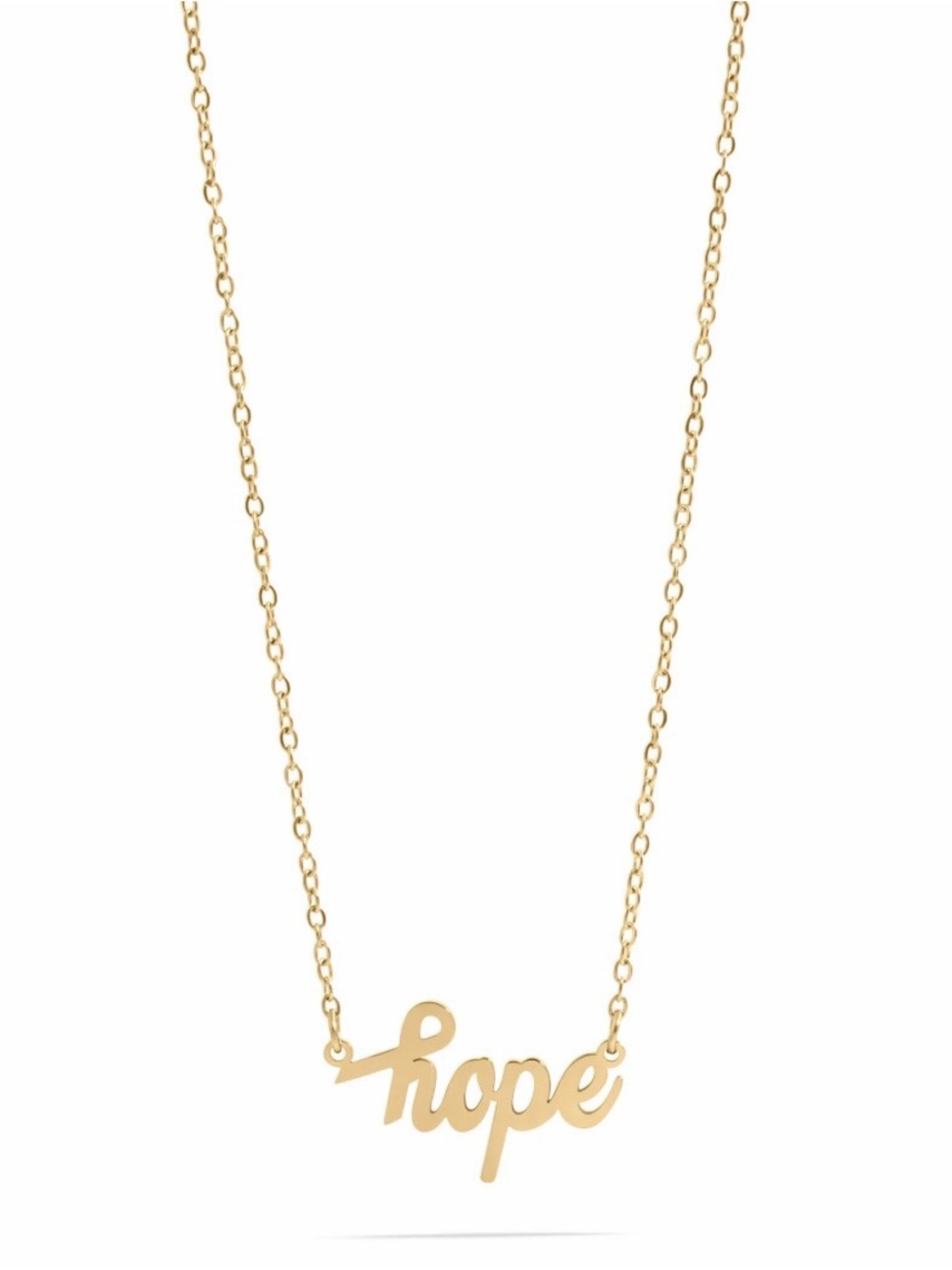 Hope Script Pendant Necklace in Gold